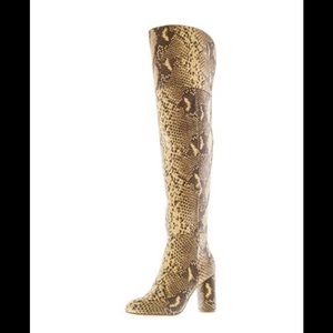 Inc Women's Tyliee Tan Snake Above the Knee Boot